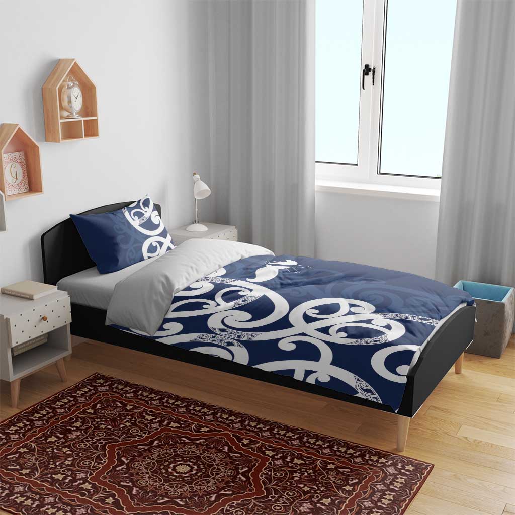 New Zealand Maori Mo Bros Bedding Set Blue Ribbon With Koru Kowhaiwhai - Aussie Hoodie