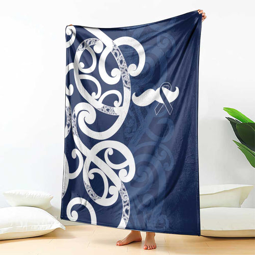 New Zealand Maori Mo Bros Blanket Blue Ribbon With Koru Kowhaiwhai - Aussie Hoodie