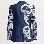 New Zealand Maori Mo Bros Blazer Blue Ribbon With Koru Kowhaiwhai - Aussie Hoodie