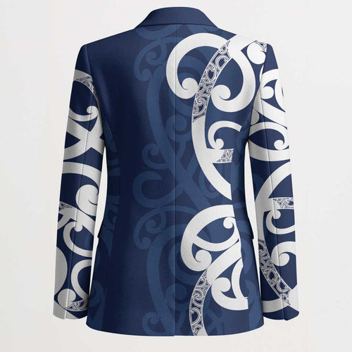 New Zealand Maori Mo Bros Blazer Blue Ribbon With Koru Kowhaiwhai - Aussie Hoodie