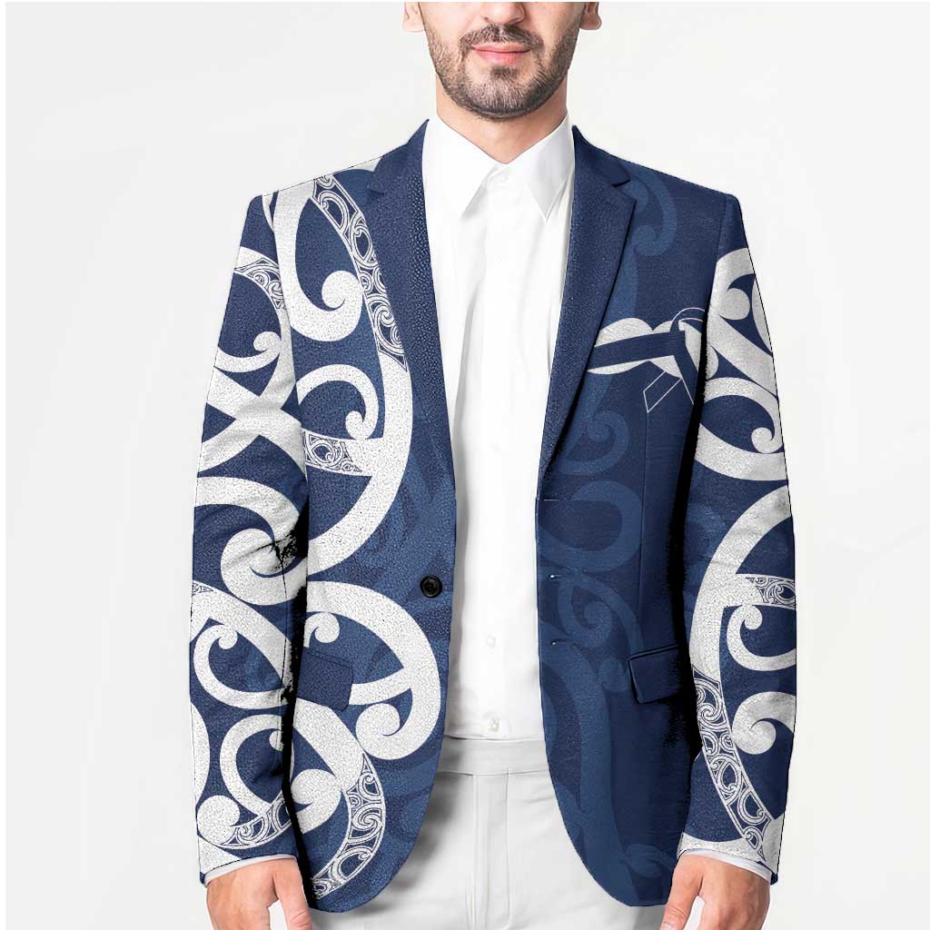 New Zealand Maori Mo Bros Blazer Blue Ribbon With Koru Kowhaiwhai - Aussie Hoodie