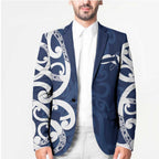 New Zealand Maori Mo Bros Blazer Blue Ribbon With Koru Kowhaiwhai - Aussie Hoodie