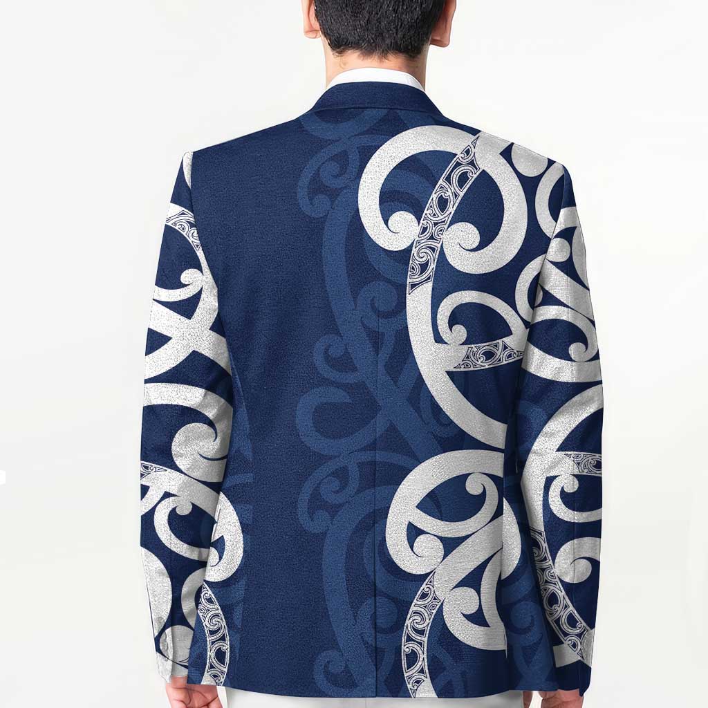 New Zealand Maori Mo Bros Blazer Blue Ribbon With Koru Kowhaiwhai - Aussie Hoodie