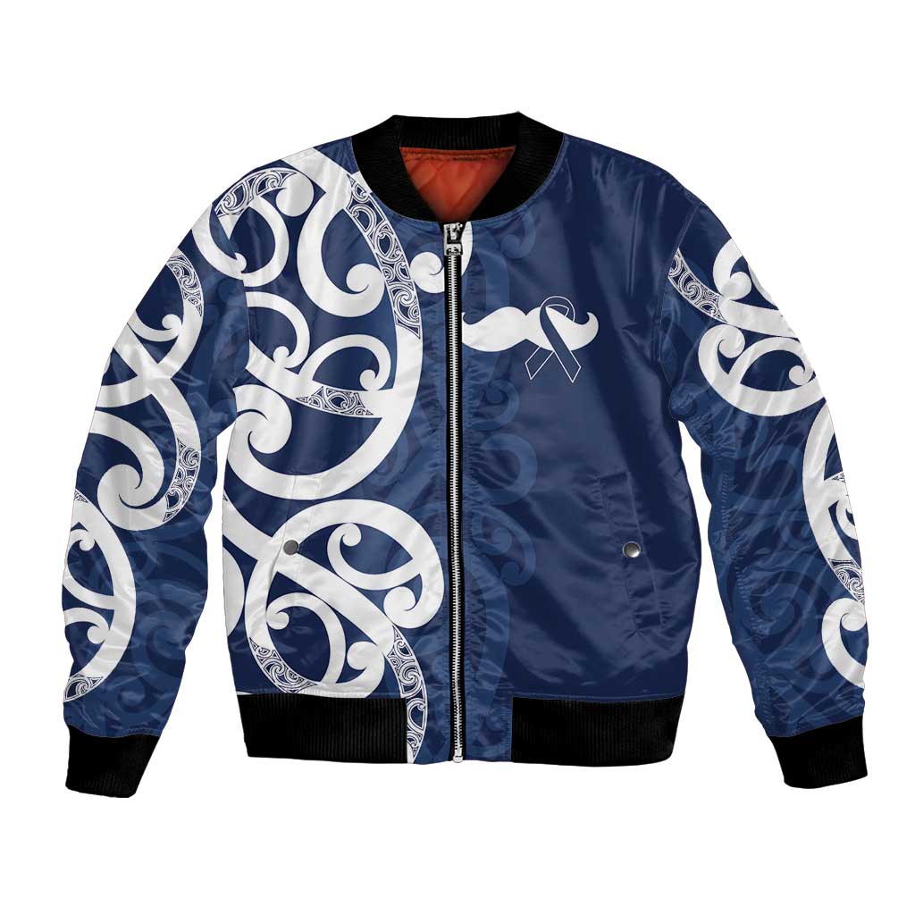 New Zealand Maori Mo Bros Bomber Jacket Blue Ribbon With Koru Kowhaiwhai - Aussie Hoodie