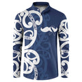 New Zealand Maori Mo Bros Button Sweatshirt Blue Ribbon With Koru Kowhaiwhai - Aussie Hoodie