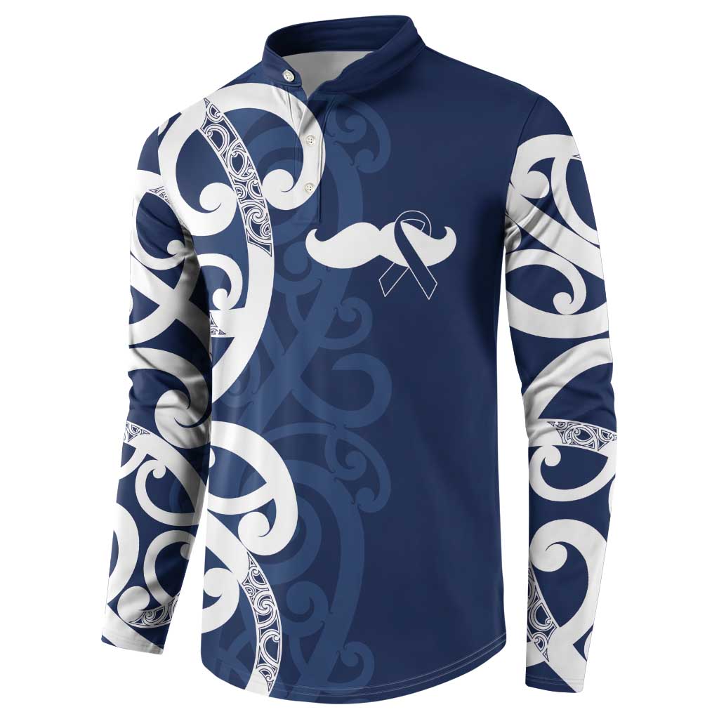 New Zealand Maori Mo Bros Button Sweatshirt Blue Ribbon With Koru Kowhaiwhai - Aussie Hoodie