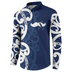 New Zealand Maori Mo Bros Button Sweatshirt Blue Ribbon With Koru Kowhaiwhai - Aussie Hoodie