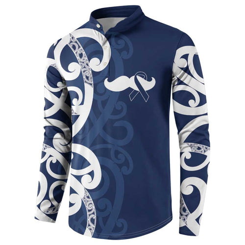 New Zealand Maori Mo Bros Button Sweatshirt Blue Ribbon With Koru Kowhaiwhai - Aussie Hoodie