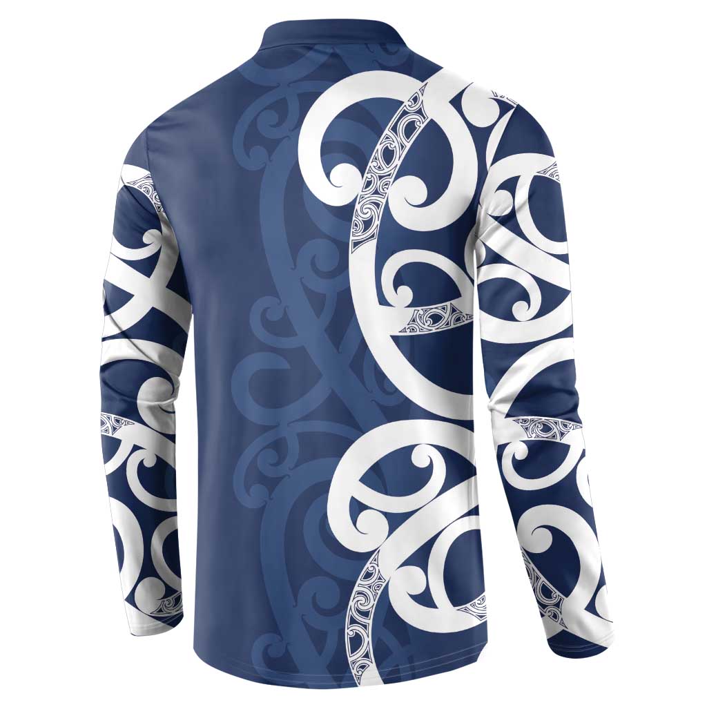 New Zealand Maori Mo Bros Button Sweatshirt Blue Ribbon With Koru Kowhaiwhai - Aussie Hoodie