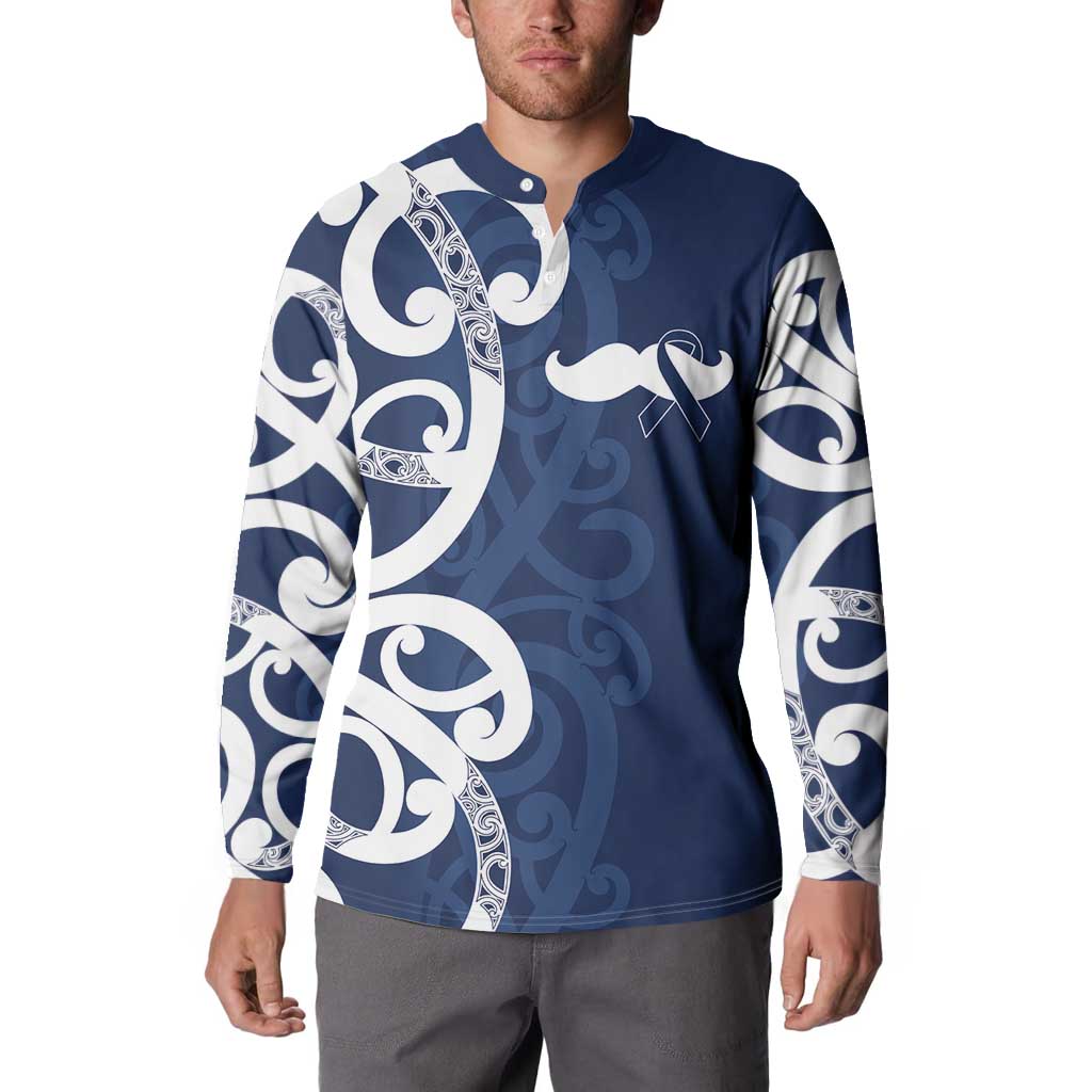 New Zealand Maori Mo Bros Button Sweatshirt Blue Ribbon With Koru Kowhaiwhai - Aussie Hoodie