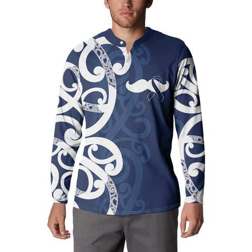 New Zealand Maori Mo Bros Button Sweatshirt Blue Ribbon With Koru Kowhaiwhai - Aussie Hoodie