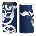 New Zealand Maori Mo Bros 4 in 1 Can Cooler Tumbler Blue Ribbon With Koru Kowhaiwhai - Aussie Hoodie