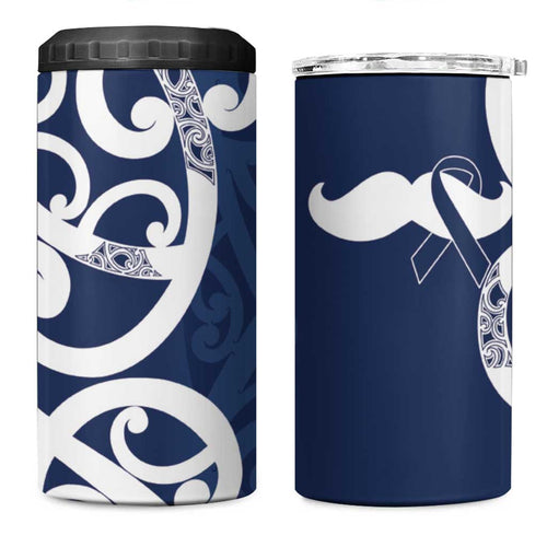 New Zealand Maori Mo Bros 4 in 1 Can Cooler Tumbler Blue Ribbon With Koru Kowhaiwhai - Aussie Hoodie