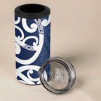 New Zealand Maori Mo Bros 4 in 1 Can Cooler Tumbler Blue Ribbon With Koru Kowhaiwhai - Aussie Hoodie