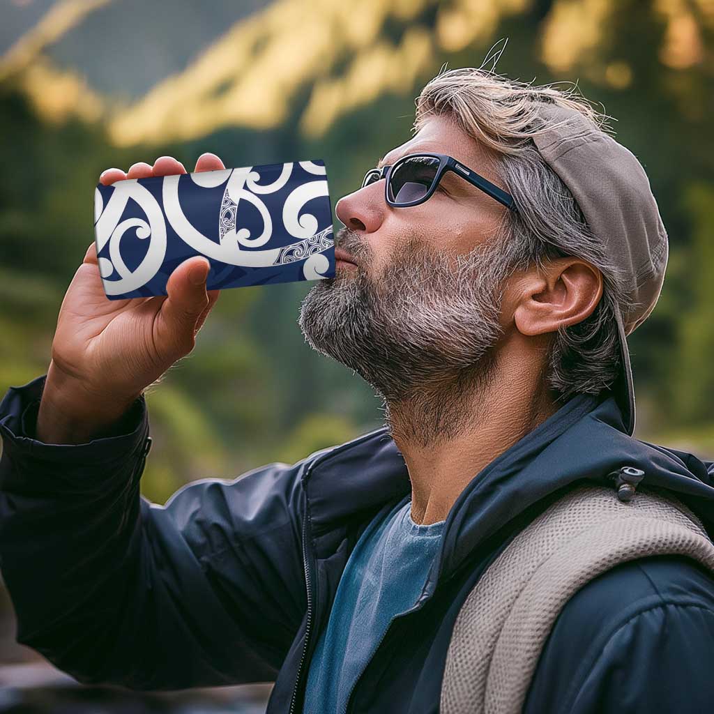 New Zealand Maori Mo Bros 4 in 1 Can Cooler Tumbler Blue Ribbon With Koru Kowhaiwhai - Aussie Hoodie