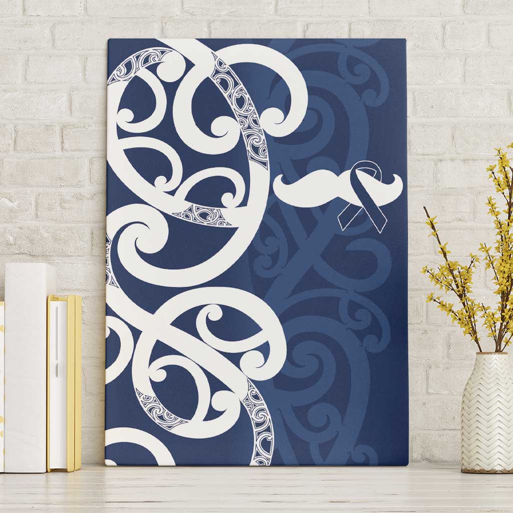 New Zealand Maori Mo Bros Canvas Wall Art Blue Ribbon With Koru Kowhaiwhai - Aussie Hoodie