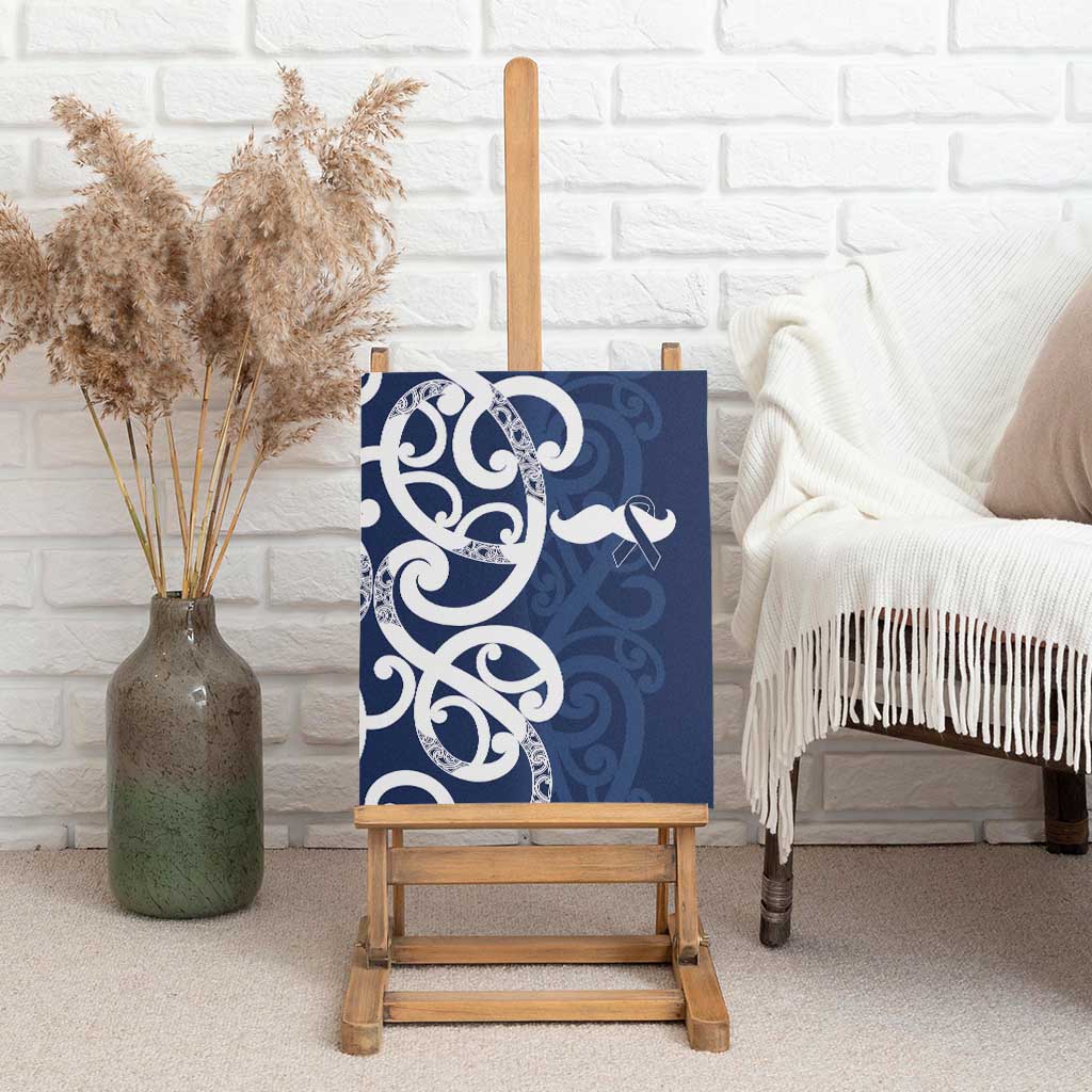New Zealand Maori Mo Bros Canvas Wall Art Blue Ribbon With Koru Kowhaiwhai - Aussie Hoodie