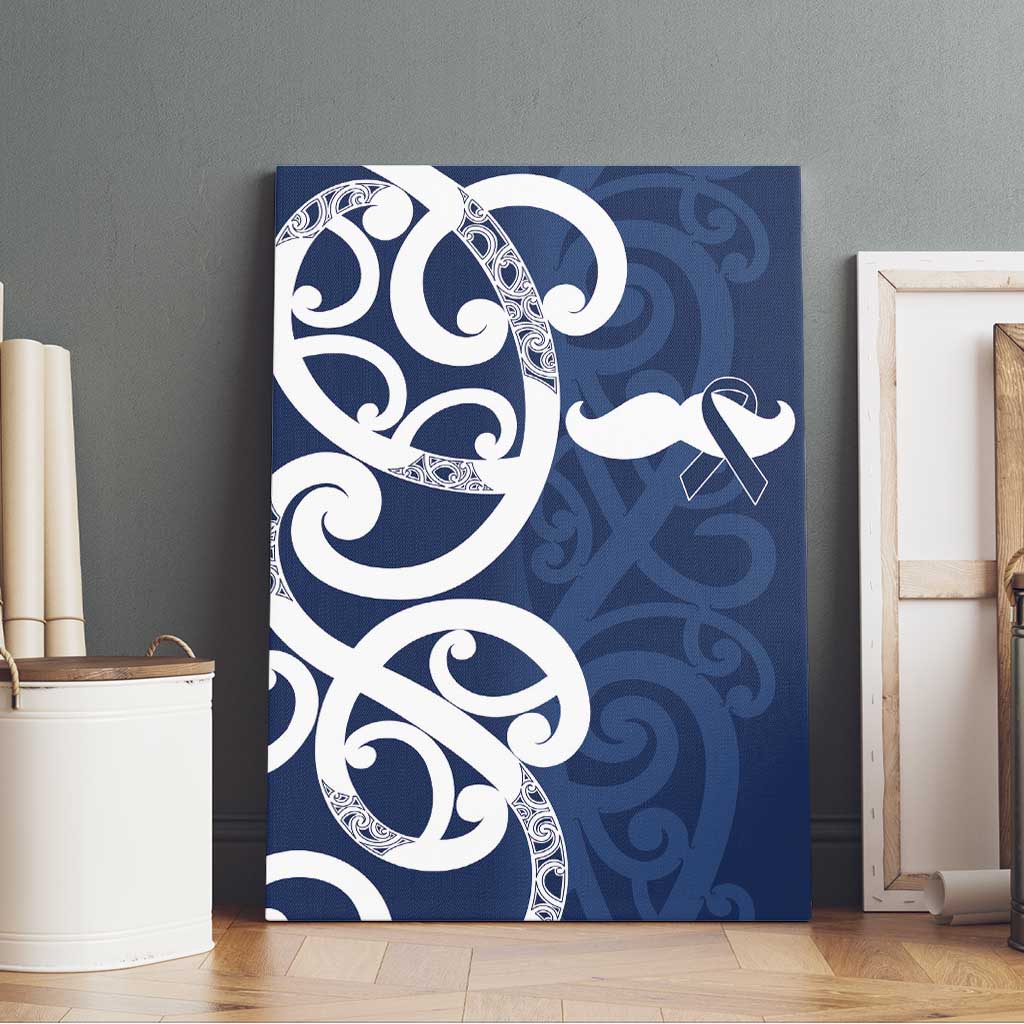 New Zealand Maori Mo Bros Canvas Wall Art Blue Ribbon With Koru Kowhaiwhai - Aussie Hoodie