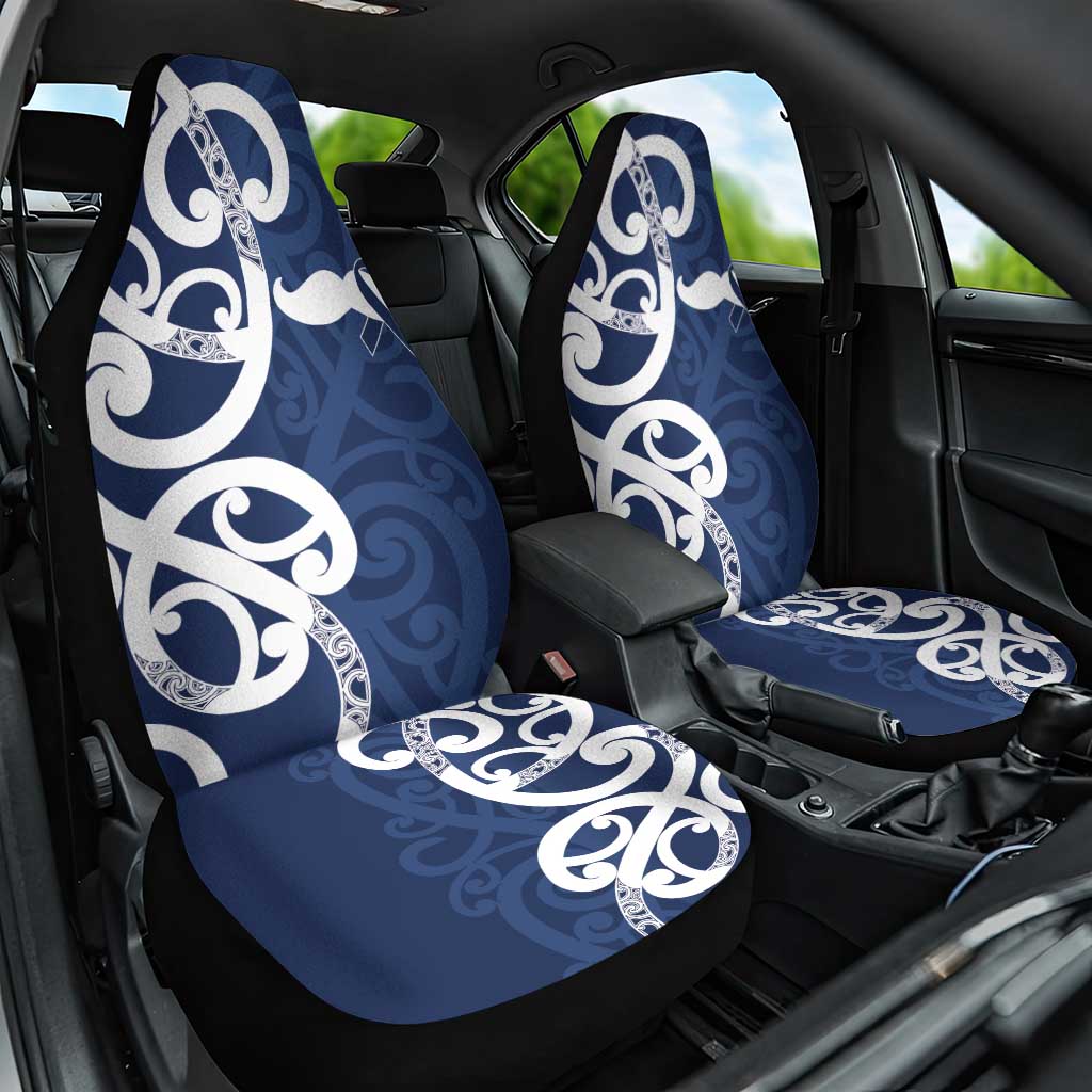 New Zealand Maori Mo Bros Car Seat Cover Blue Ribbon With Koru Kowhaiwhai - Aussie Hoodie