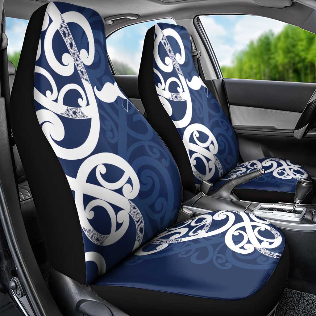 New Zealand Maori Mo Bros Car Seat Cover Blue Ribbon With Koru Kowhaiwhai - Aussie Hoodie