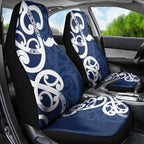 New Zealand Maori Mo Bros Car Seat Cover Blue Ribbon With Koru Kowhaiwhai - Aussie Hoodie