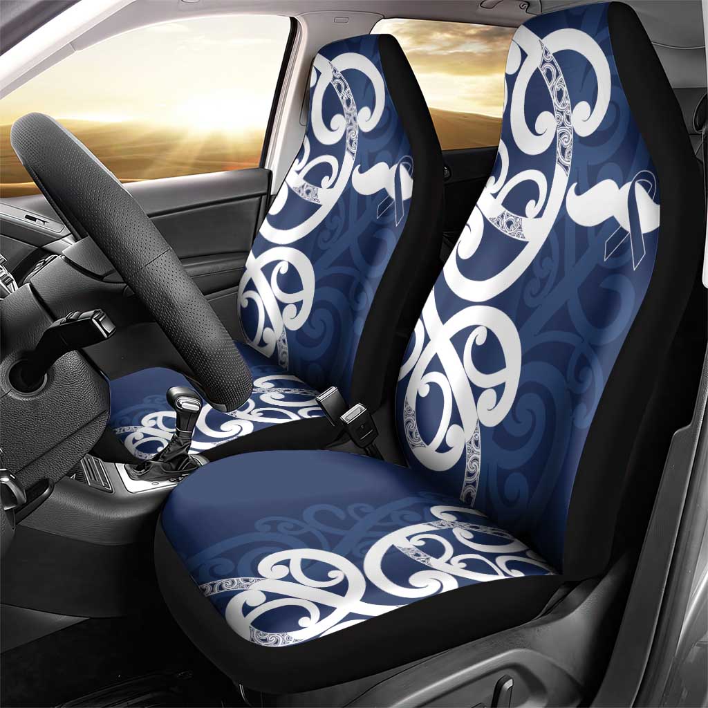New Zealand Maori Mo Bros Car Seat Cover Blue Ribbon With Koru Kowhaiwhai - Aussie Hoodie
