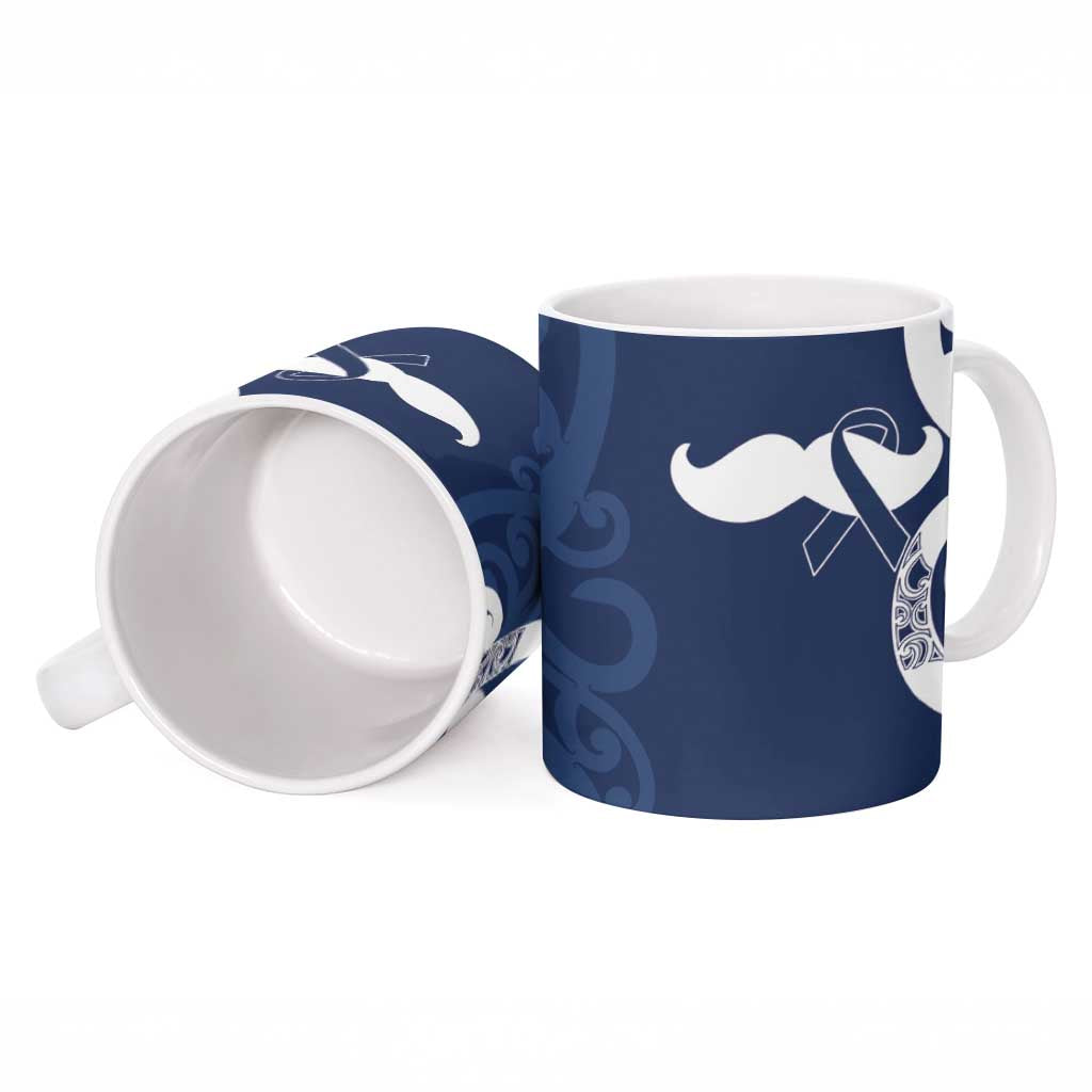 New Zealand Maori Mo Bros Ceramic Mug Blue Ribbon With Koru Kowhaiwhai - Aussie Hoodie