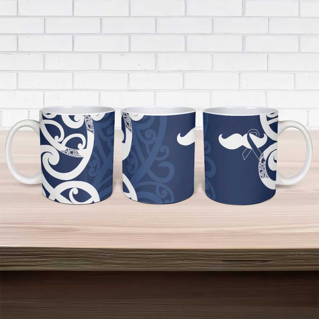 New Zealand Maori Mo Bros Ceramic Mug Blue Ribbon With Koru Kowhaiwhai - Aussie Hoodie
