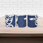 New Zealand Maori Mo Bros Ceramic Mug Blue Ribbon With Koru Kowhaiwhai - Aussie Hoodie