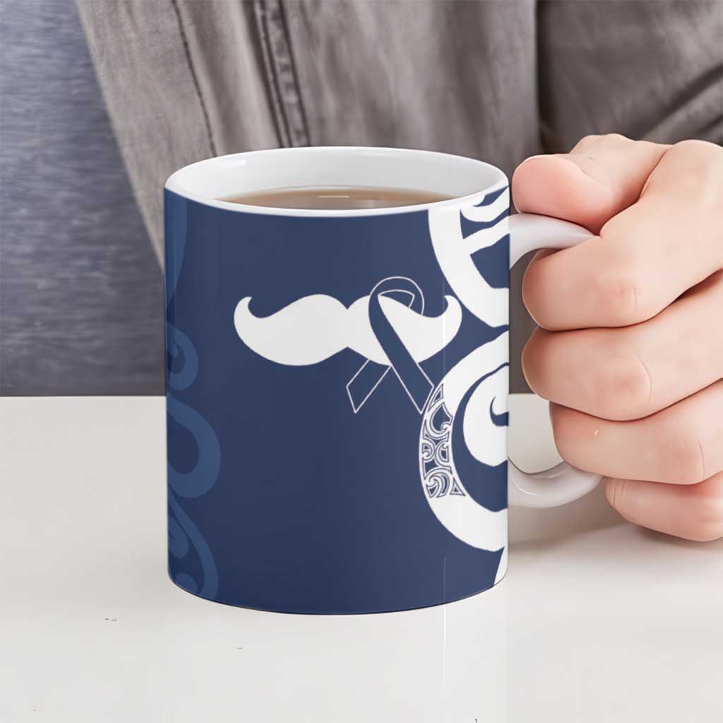 New Zealand Maori Mo Bros Ceramic Mug Blue Ribbon With Koru Kowhaiwhai - Aussie Hoodie