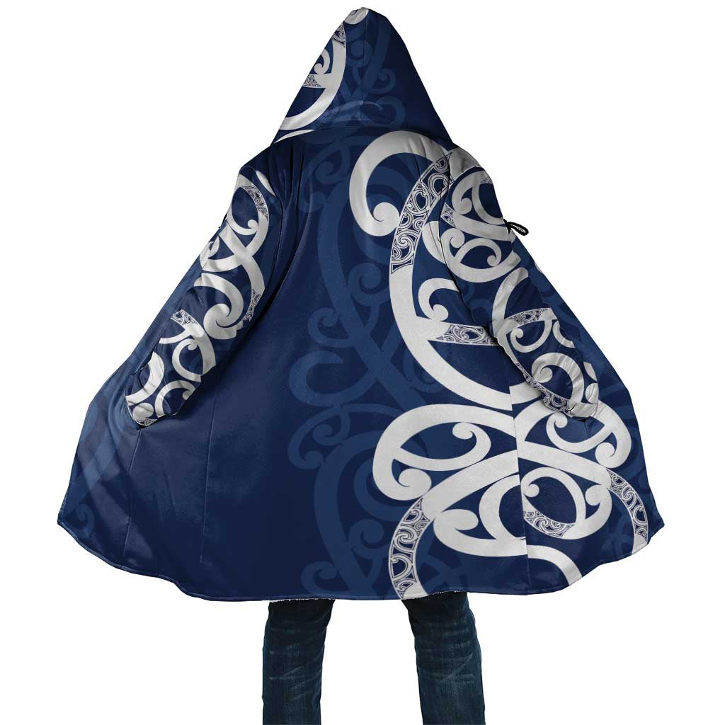 New Zealand Maori Mo Bros Cloak Blue Ribbon With Koru Kowhaiwhai - Aussie Hoodie