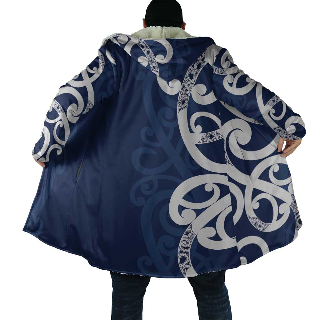 New Zealand Maori Mo Bros Cloak Blue Ribbon With Koru Kowhaiwhai - Aussie Hoodie
