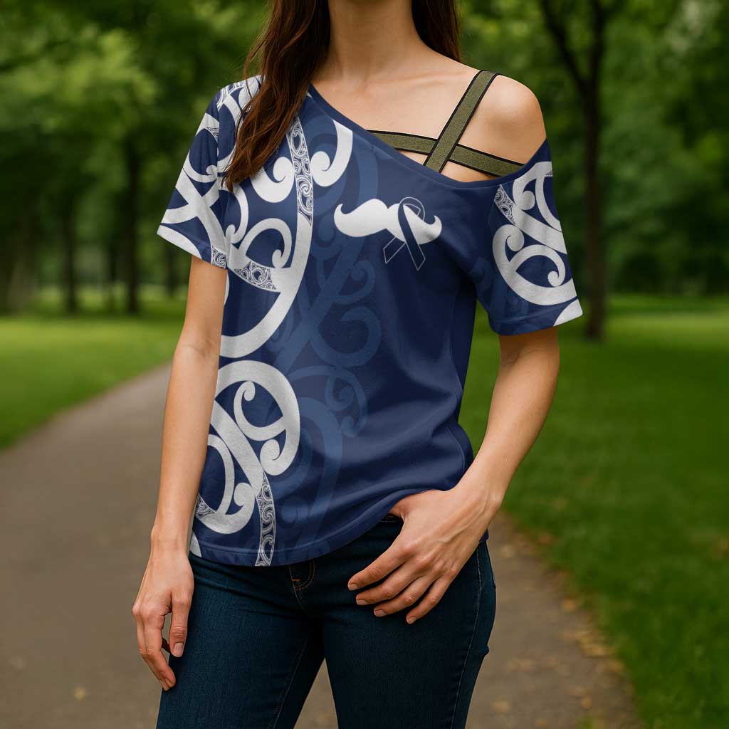 New Zealand Maori Mo Bros Cross Shoulder Shirt Blue Ribbon With Koru Kowhaiwhai - Aussie Hoodie