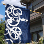 New Zealand Maori Mo Bros Garden Flag Blue Ribbon With Koru Kowhaiwhai - Aussie Hoodie
