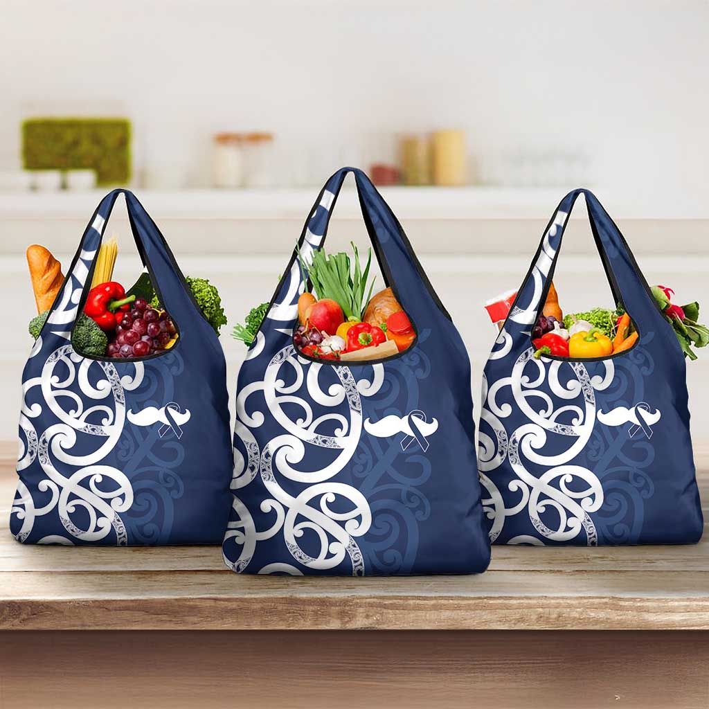 New Zealand Maori Mo Bros Grocery Bag Blue Ribbon With Koru Kowhaiwhai - Aussie Hoodie