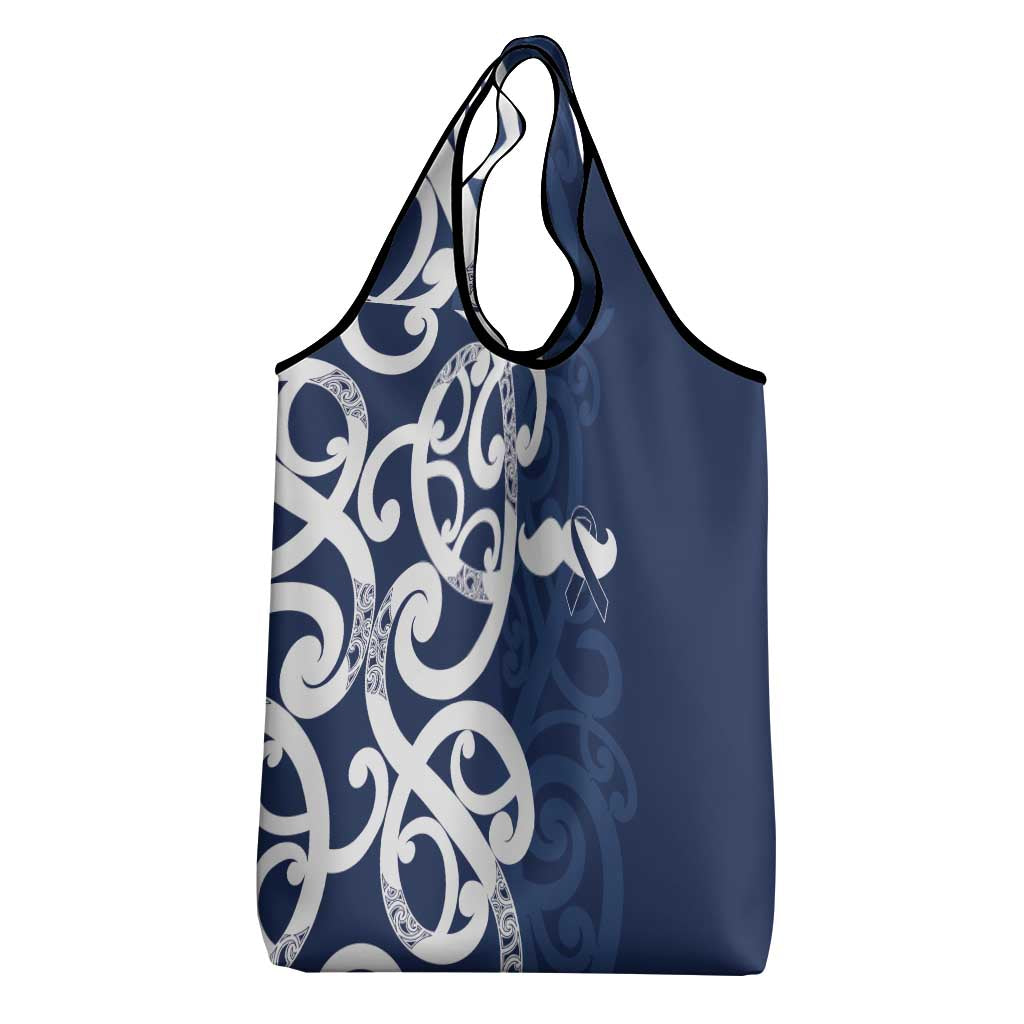 New Zealand Maori Mo Bros Grocery Bag Blue Ribbon With Koru Kowhaiwhai - Aussie Hoodie