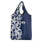 New Zealand Maori Mo Bros Grocery Bag Blue Ribbon With Koru Kowhaiwhai - Aussie Hoodie
