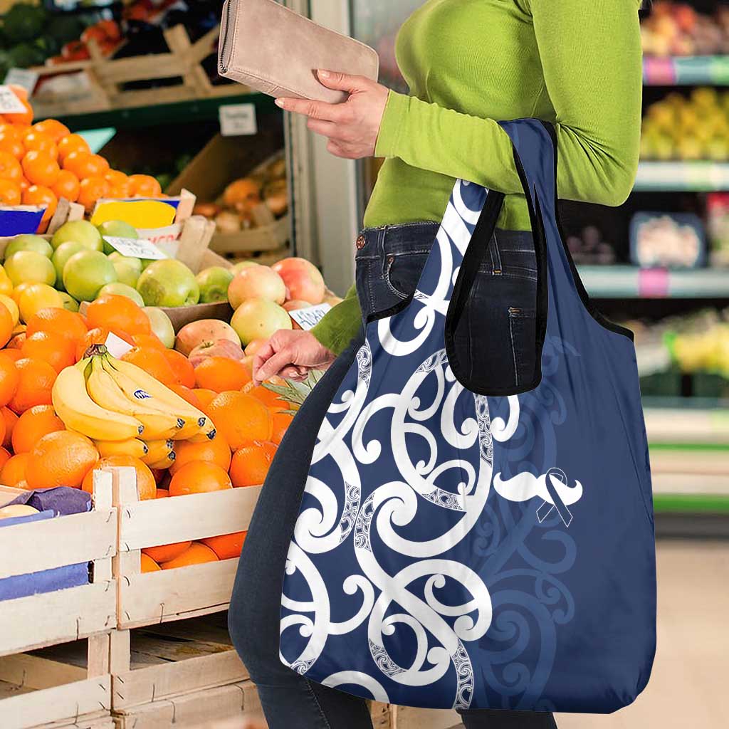 New Zealand Maori Mo Bros Grocery Bag Blue Ribbon With Koru Kowhaiwhai - Aussie Hoodie