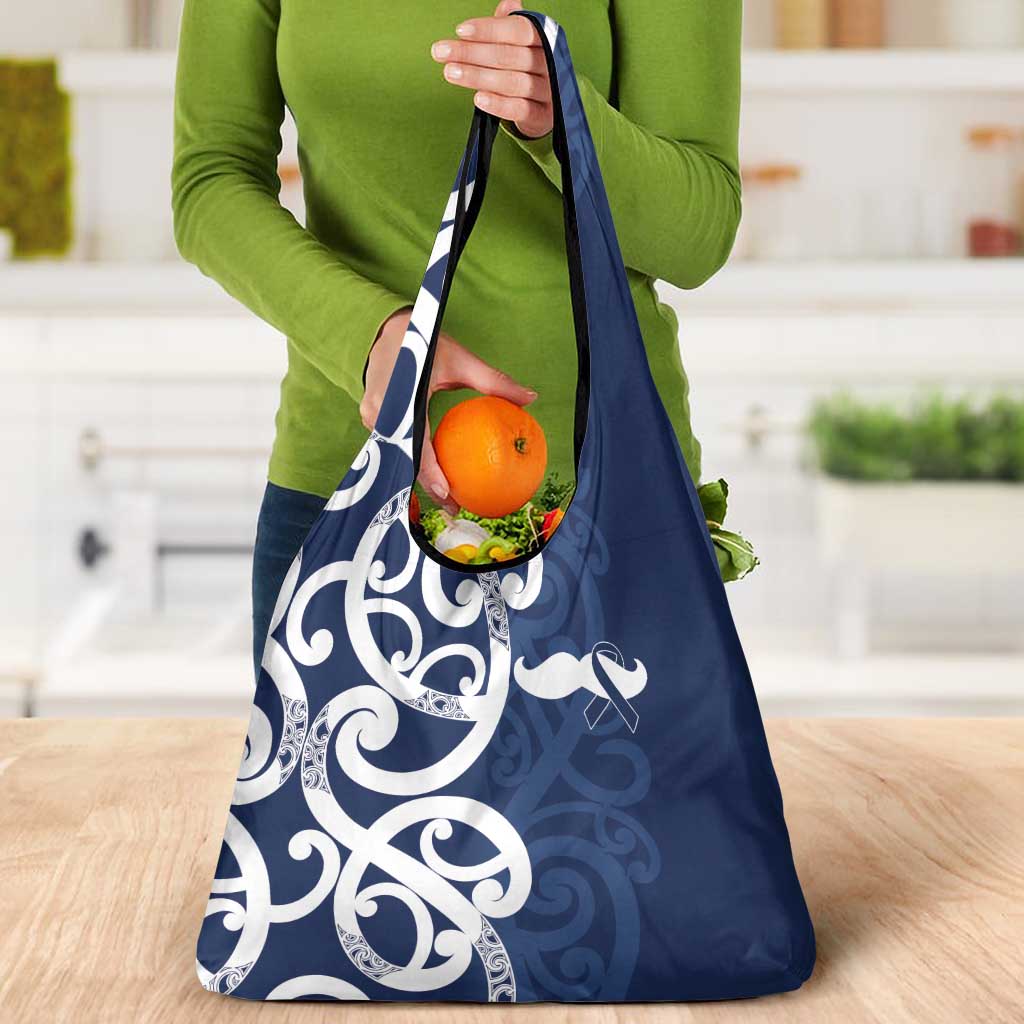 New Zealand Maori Mo Bros Grocery Bag Blue Ribbon With Koru Kowhaiwhai - Aussie Hoodie