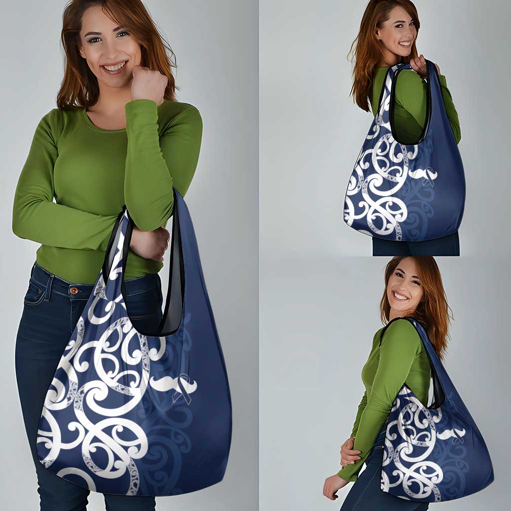 New Zealand Maori Mo Bros Grocery Bag Blue Ribbon With Koru Kowhaiwhai - Aussie Hoodie