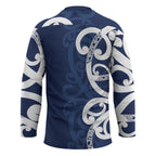 New Zealand Maori Mo Bros Hockey Jersey Blue Ribbon With Koru Kowhaiwhai - Aussie Hoodie