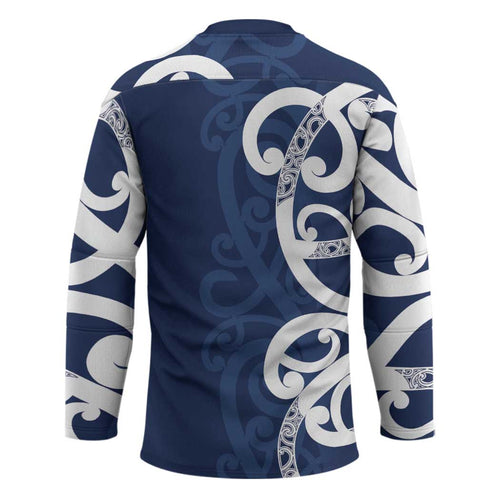 New Zealand Maori Mo Bros Hockey Jersey Blue Ribbon With Koru Kowhaiwhai - Aussie Hoodie