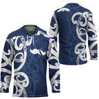 New Zealand Maori Mo Bros Hockey Jersey Blue Ribbon With Koru Kowhaiwhai - Aussie Hoodie