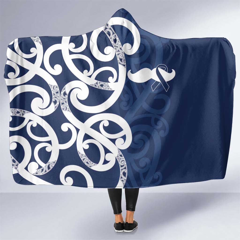 New Zealand Maori Mo Bros Hooded Blanket Blue Ribbon With Koru Kowhaiwhai - Aussie Hoodie