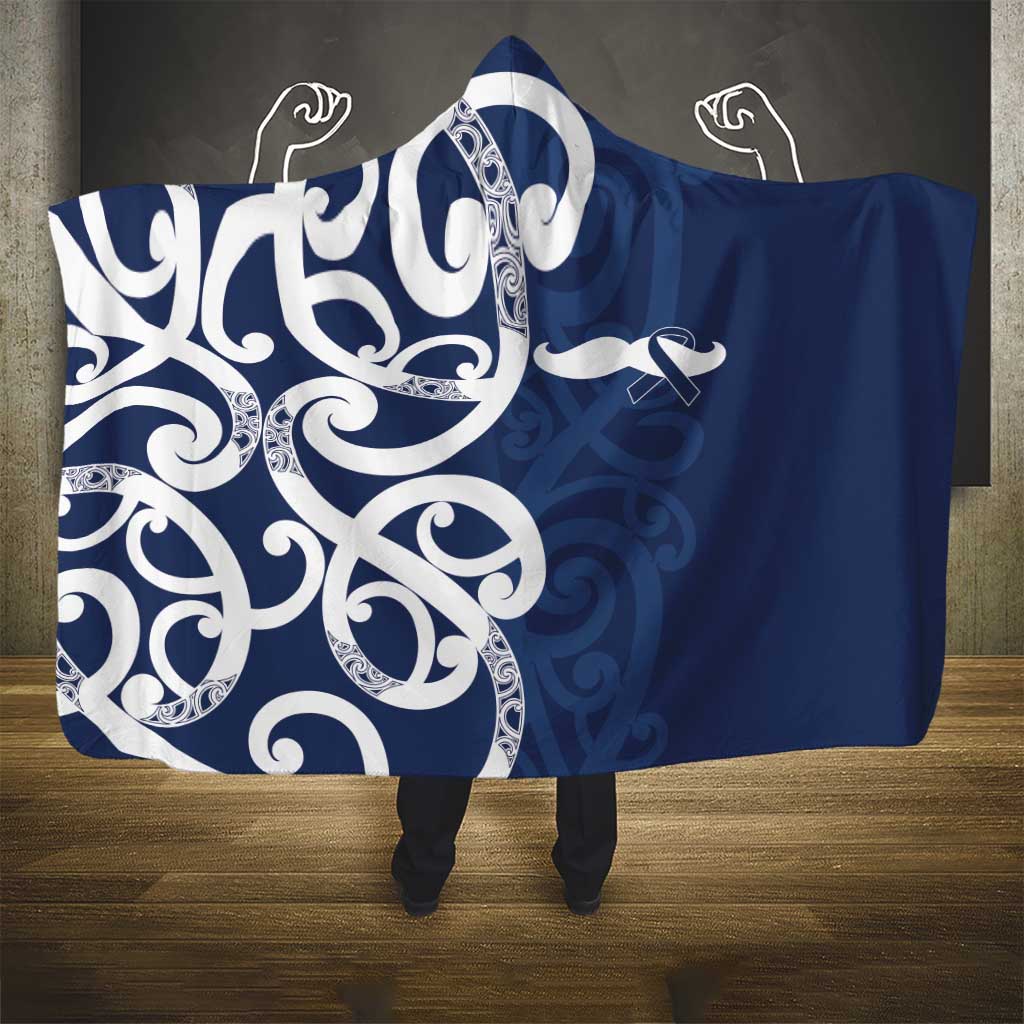 New Zealand Maori Mo Bros Hooded Blanket Blue Ribbon With Koru Kowhaiwhai - Aussie Hoodie