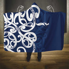 New Zealand Maori Mo Bros Hooded Blanket Blue Ribbon With Koru Kowhaiwhai - Aussie Hoodie
