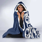 New Zealand Maori Mo Bros Hooded Blanket Blue Ribbon With Koru Kowhaiwhai - Aussie Hoodie
