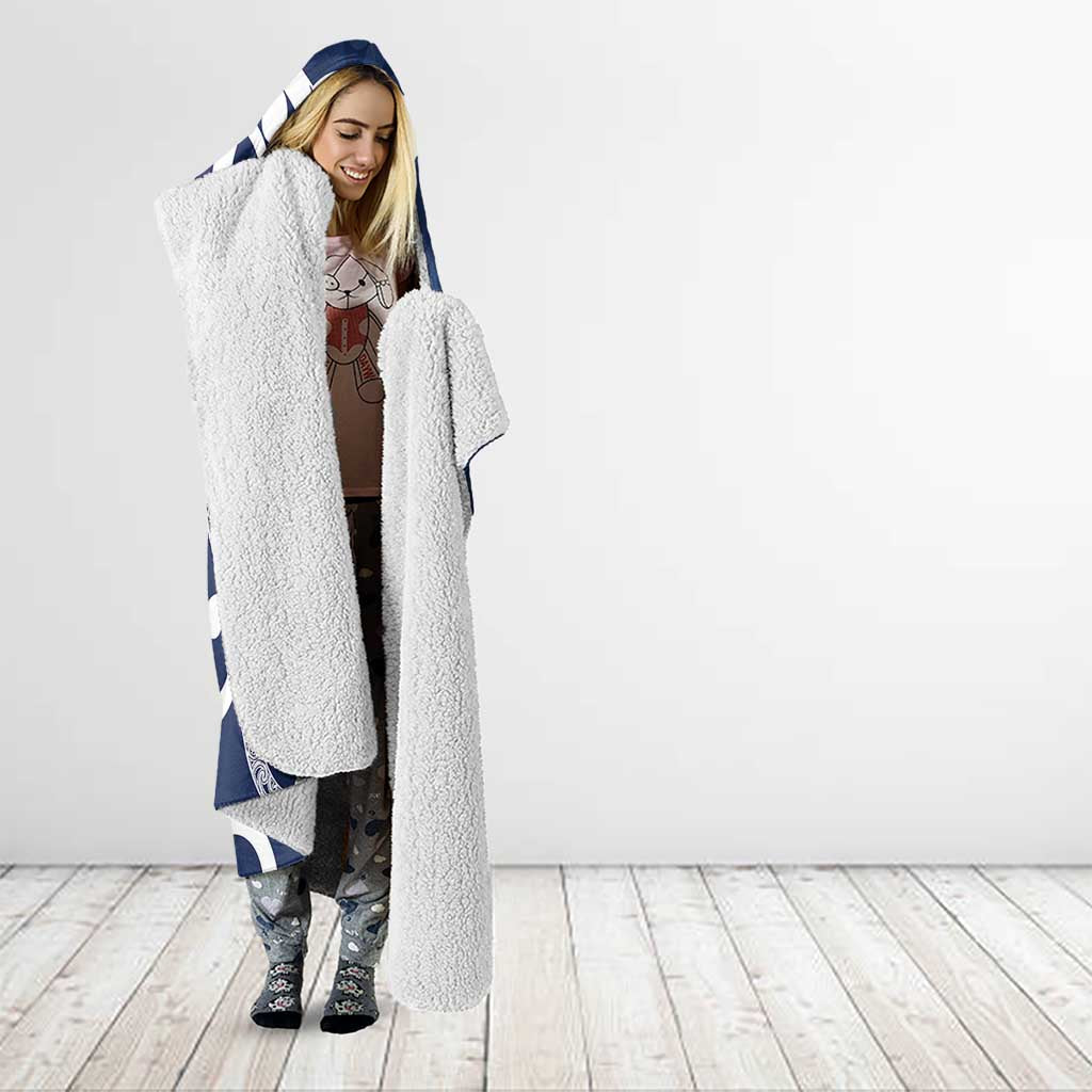 New Zealand Maori Mo Bros Hooded Blanket Blue Ribbon With Koru Kowhaiwhai - Aussie Hoodie