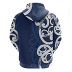 New Zealand Maori Mo Bros Hoodie Blue Ribbon With Koru Kowhaiwhai - Aussie Hoodie