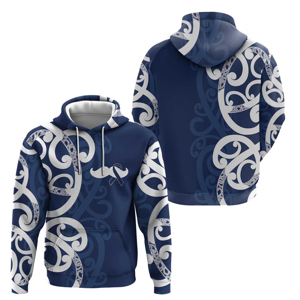 New Zealand Maori Mo Bros Hoodie Blue Ribbon With Koru Kowhaiwhai - Aussie Hoodie
